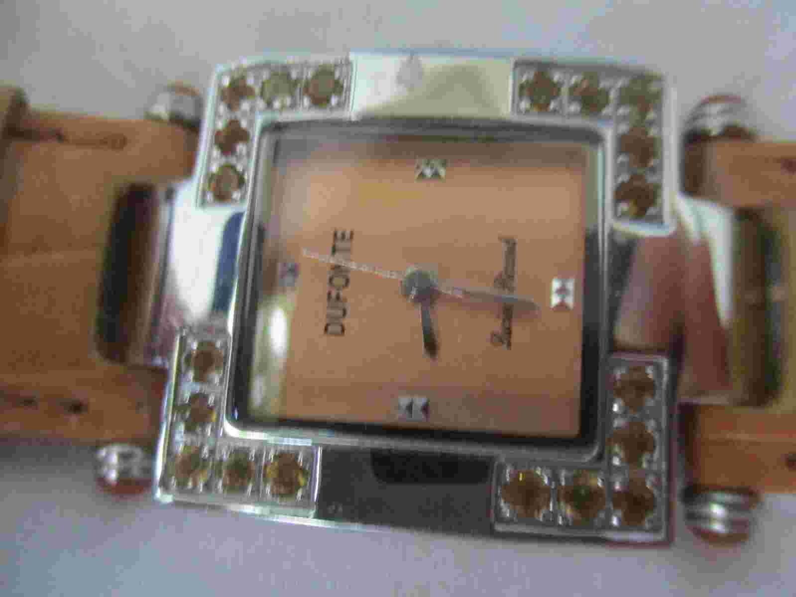 Dufonte Lucien Picard Wristwatch Orange Buckle Band Silver Tone Rectangular Face