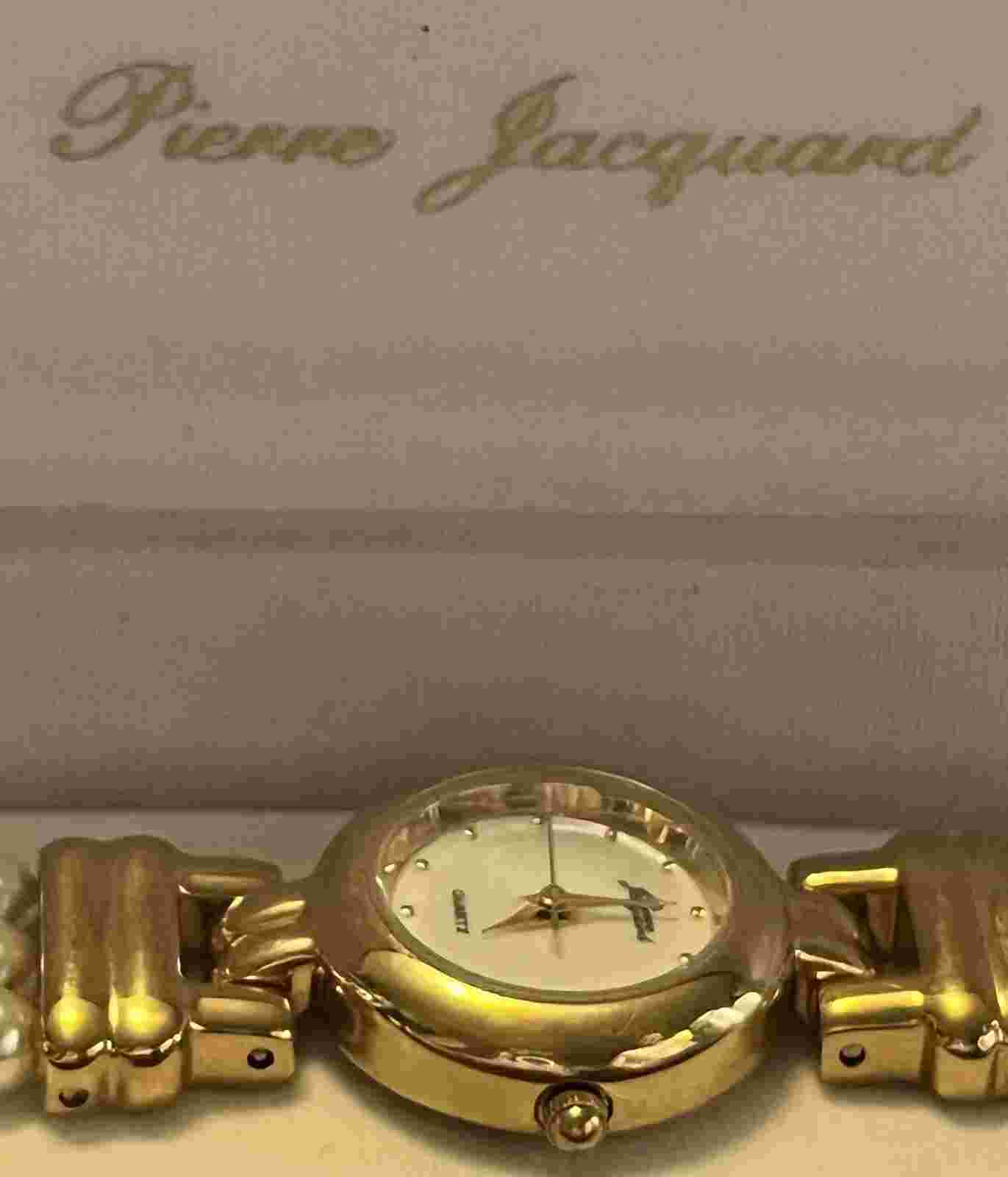 VTG Pierre Jacquard Watch Womens 24mm Faux Pearl Mother Of Pearl 7”