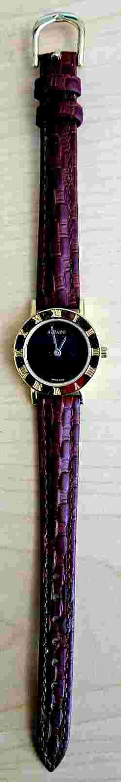 Azzaro gold tone womens quartz leather watch