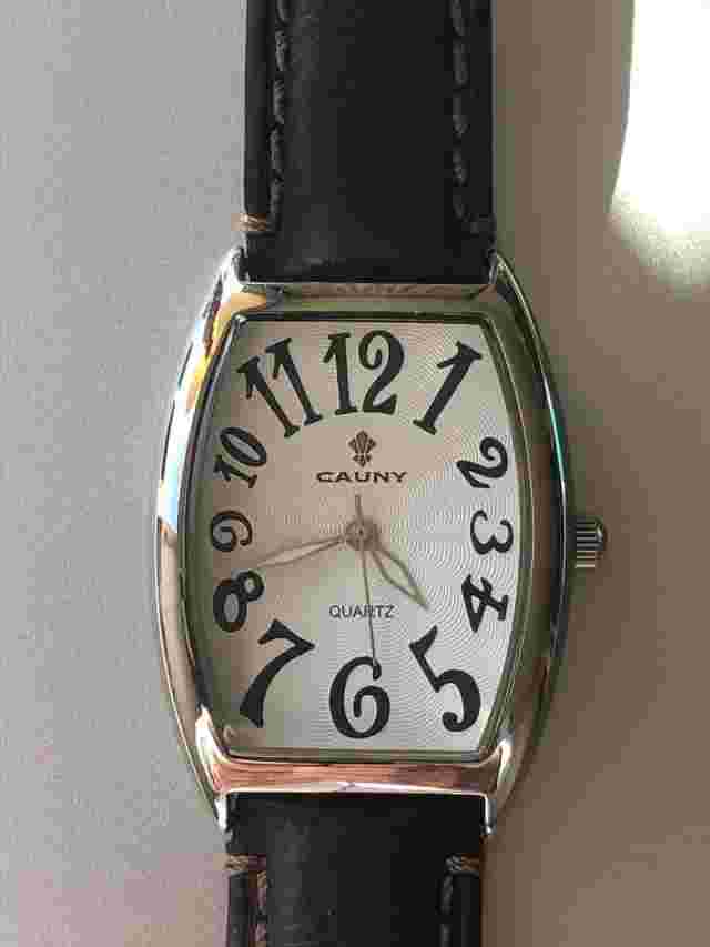 Tonneau curvex Cauny watch with guilloche dial,quartz movement