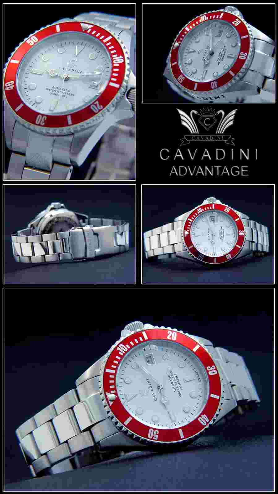 Watch Automatic Solid Stainless Steel Diver's Cavadini 20 BAR 1 9/16in Classic