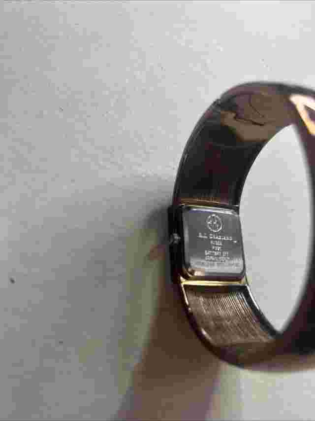 RJ Graziano Quartz Stainless Steel Back Copper Brown Rhinestone Bezel Cuff Watch