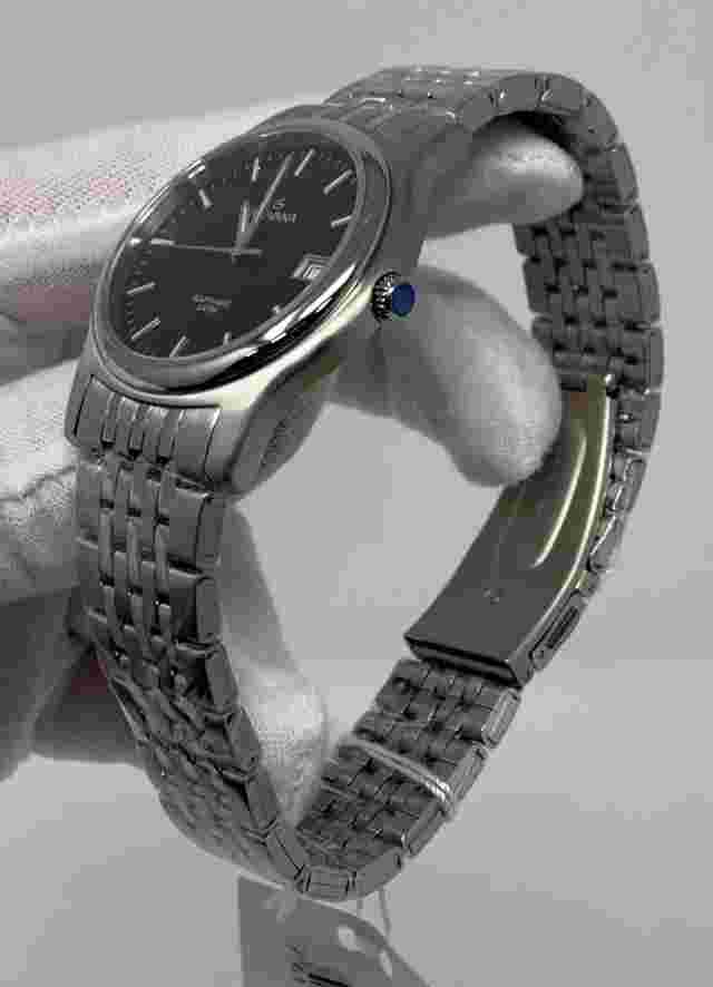 Grovana Swiss Made Black Dial Silver Tone Stainless Steel Men's Watch 1561.1134