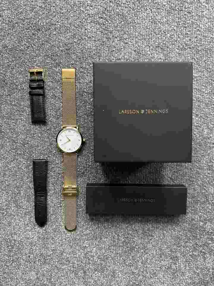 Larsson & Jennings gold watch + additional strap (Lugano 38mm) RRP £270