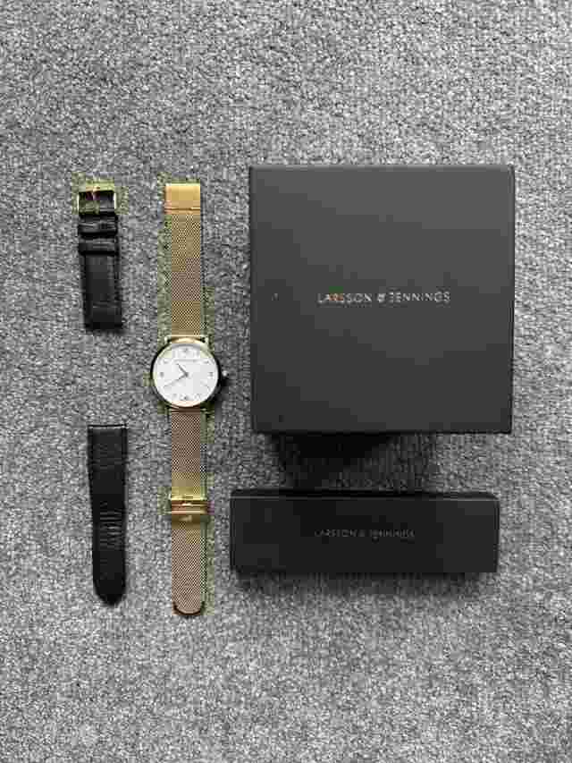 Larsson & Jennings gold watch + additional strap (Lugano 38mm) RRP £270