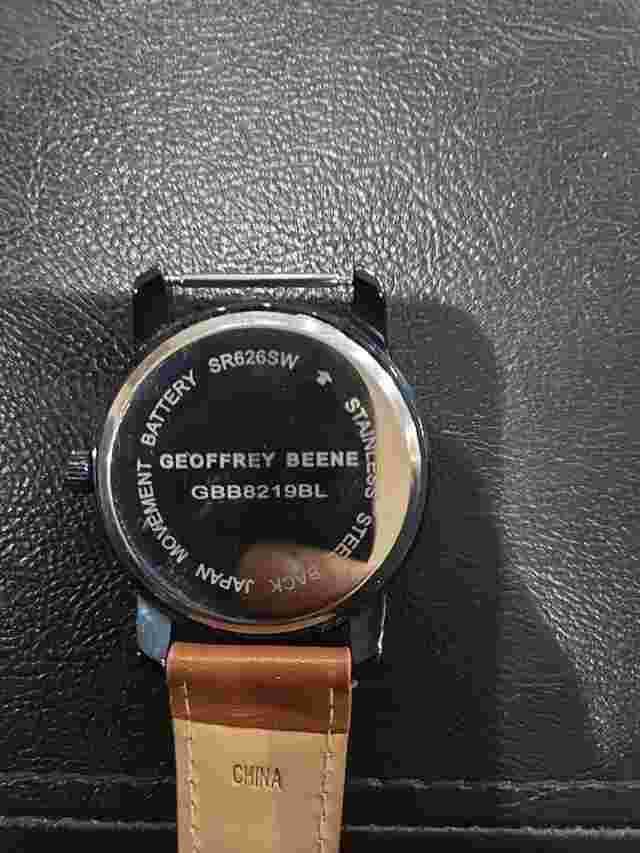 Geoffrey Beene Mens Silver Tone Brown Strap Watch One Size Blue/Silver...