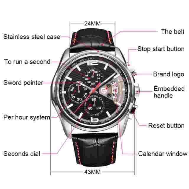 PAGANI DESIGN Mens Luxury Chronograph Military Watch Leather Band Quartz Watches