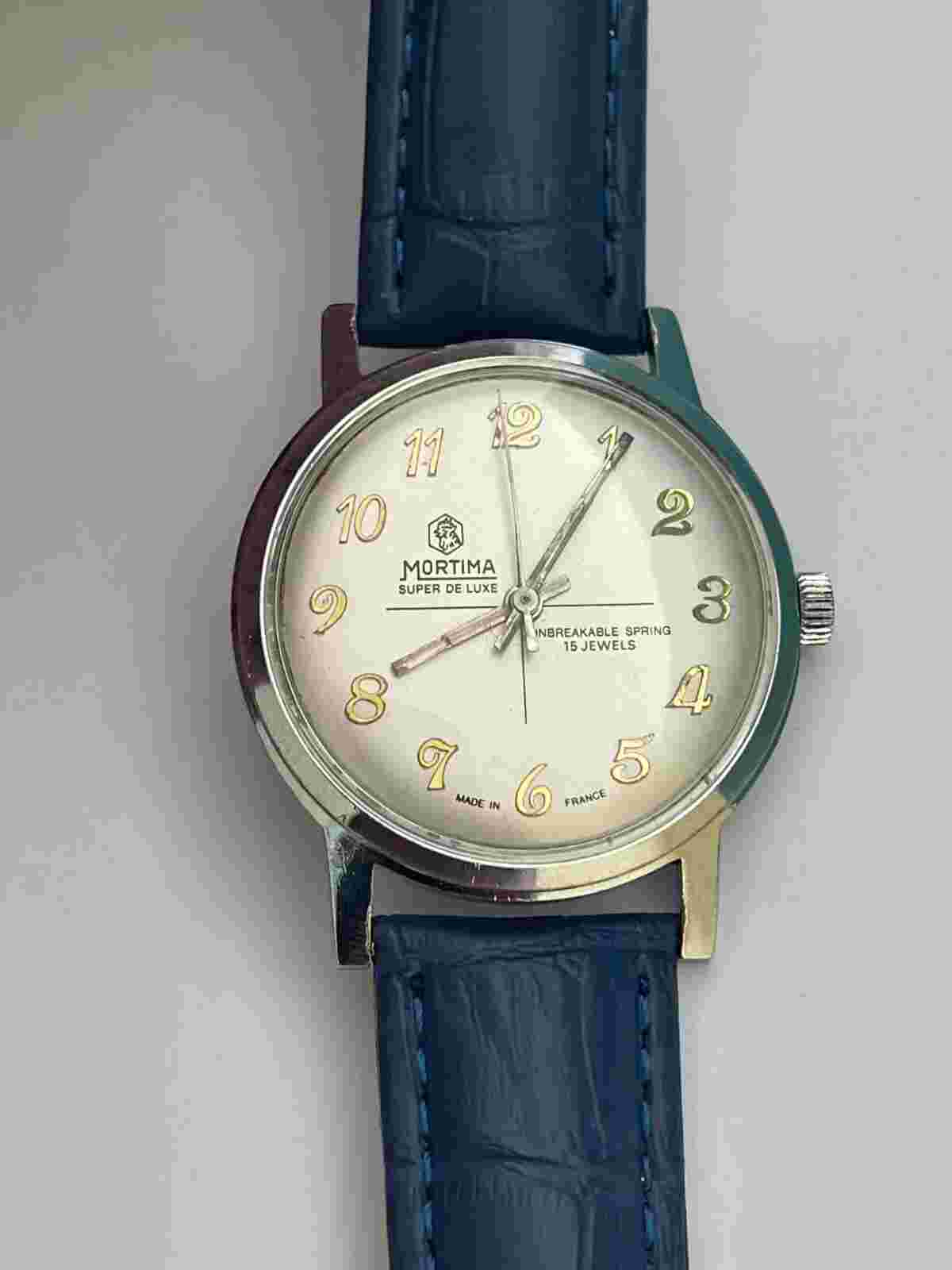 Vintage Mortima super de luxe Watch Unbreakable Spring FRANCE Made SWISS