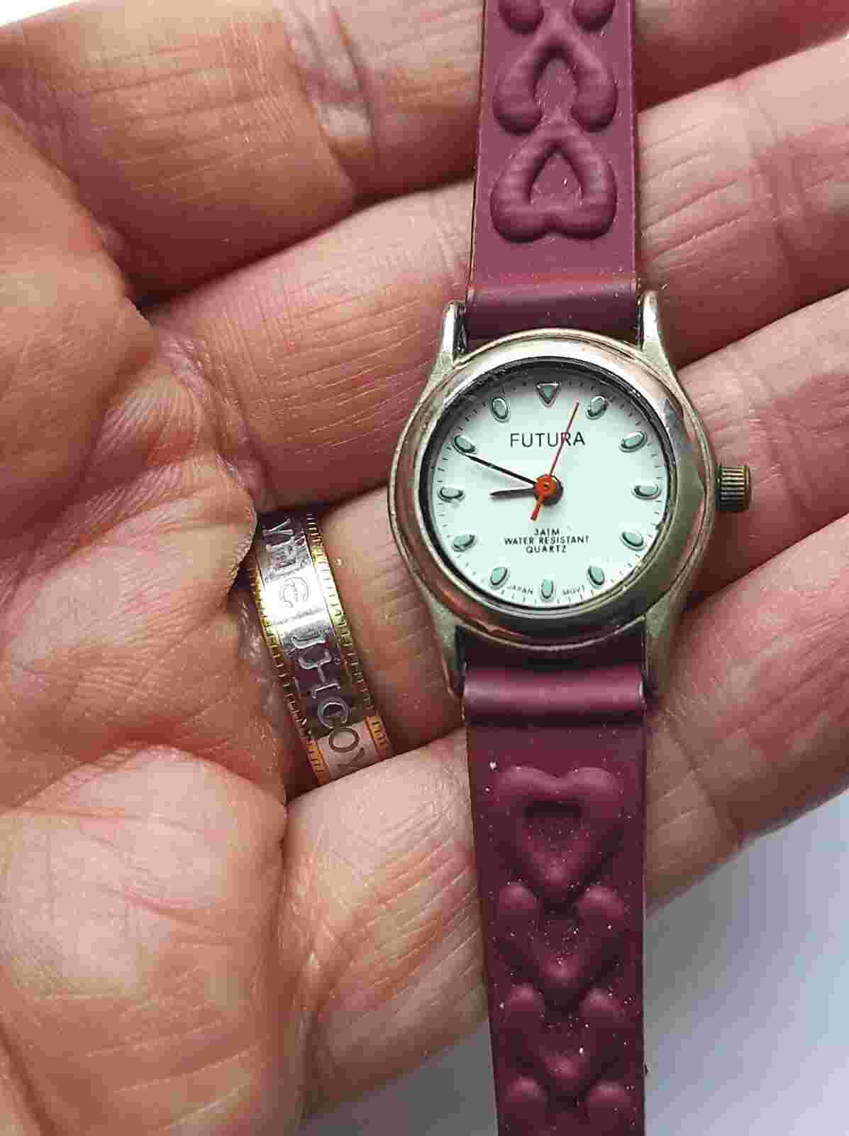 Futura red rubber strap Japan quartz movement watch