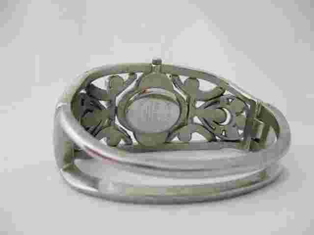 Narmi Women's Analog Watch Silver Toned Cuff Band Rhinestones