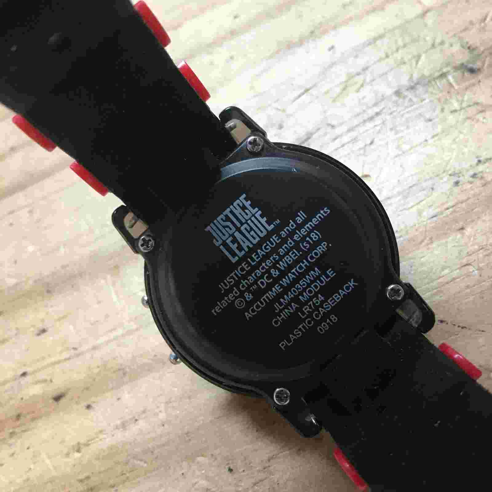 Justice League Digital Kids Wristwatch w/ Silicone Poly Band Red & Black