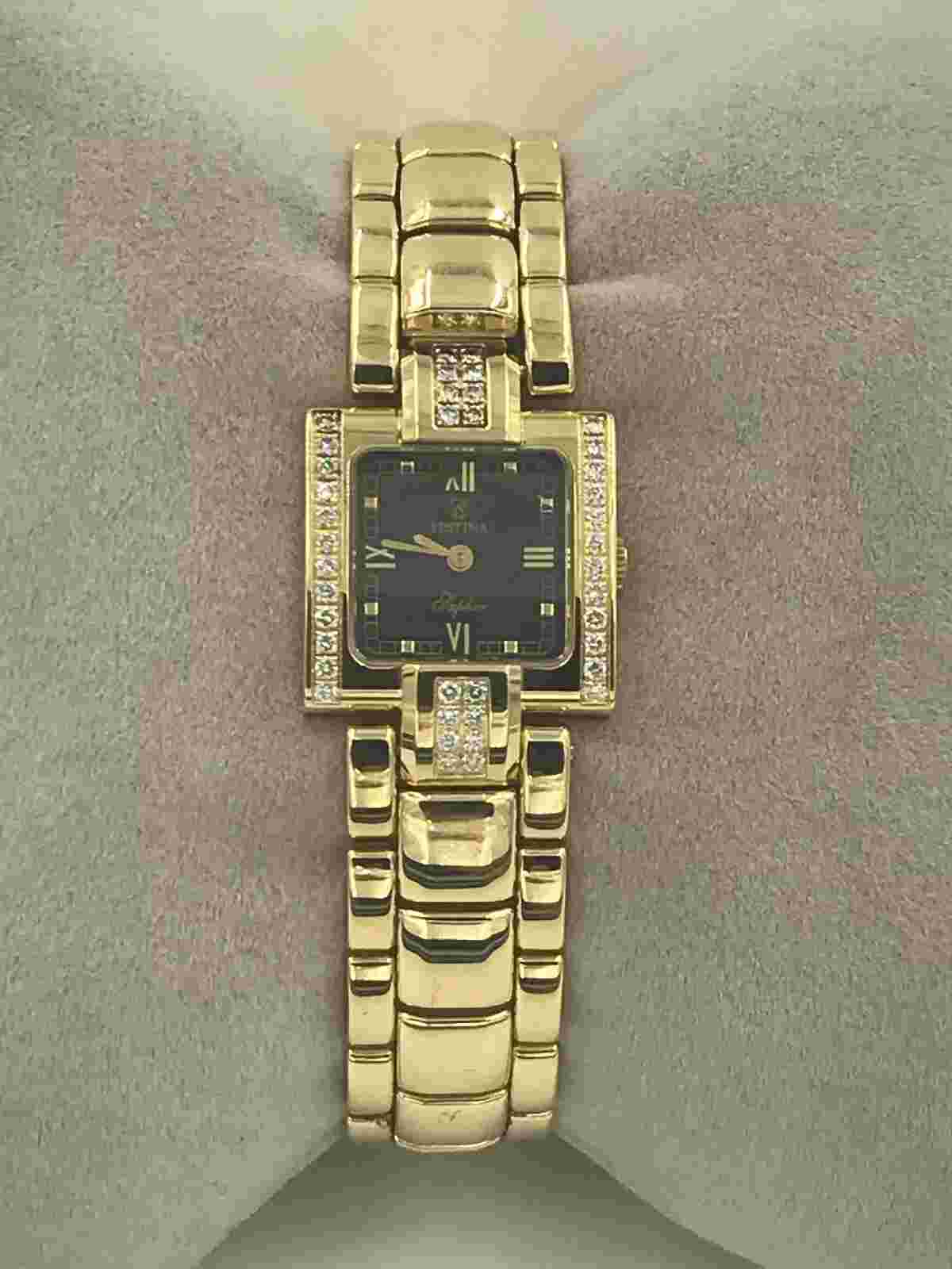 FESTINA 18K Gold w/ Sapphire Crystal Ladies Watch Diamond Bezel