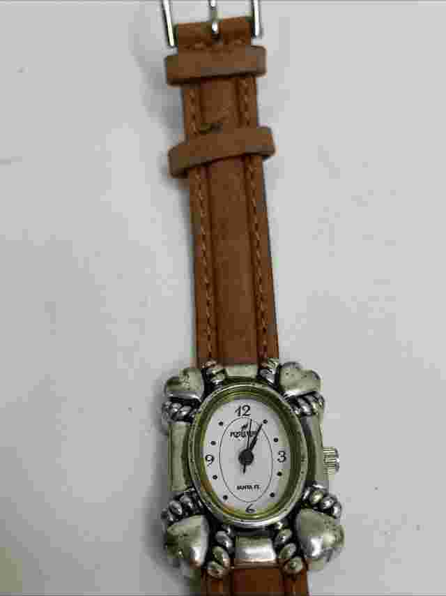 Vintage Peyote Bird Women's Heart Watch Santa Fe Silver & Leather Strap
