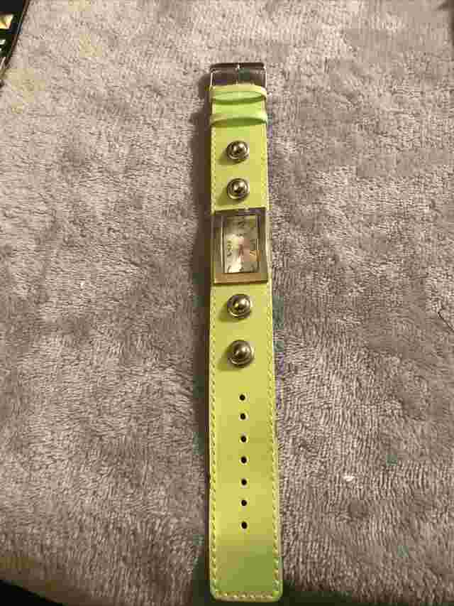 Vintage Bongo Watch In Lime Green Leather Band New Battery Works