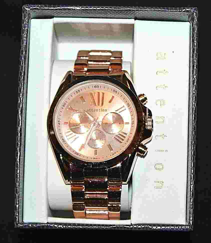 Attention Ladies' Round Metal Roman Numeral Display Wristwatch Watch - Pick