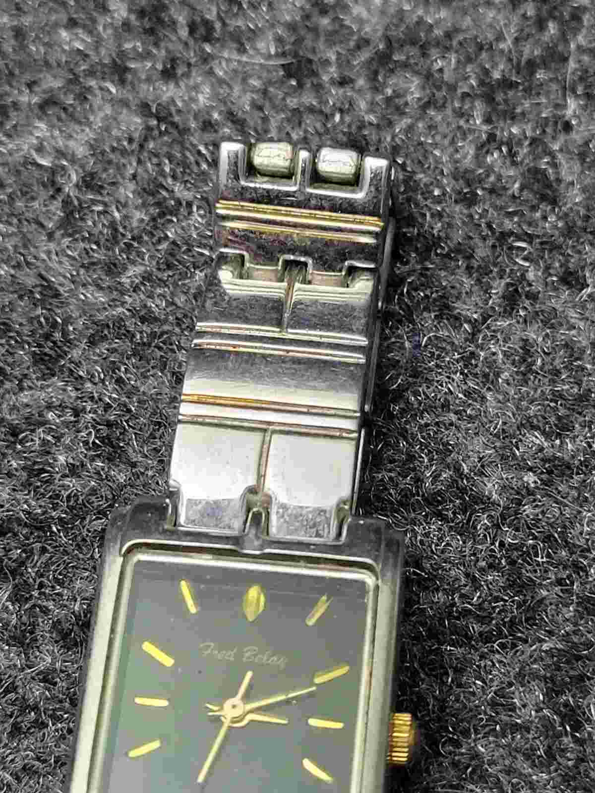 Fred Belay Stainless Steel Quartz Analog Womens Watch Wrist Silver Gold Tone