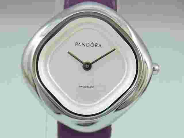 PANDORA Women's Watch Ø Approx. 1 3/8in Wrist Purple Steel Sapphire Glass Black