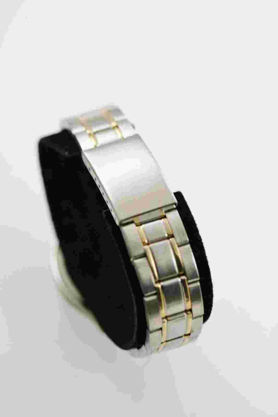 Willow Bay Watch Mens Stainless Silver Gold Water Resist Beige Date 24hr Quartz