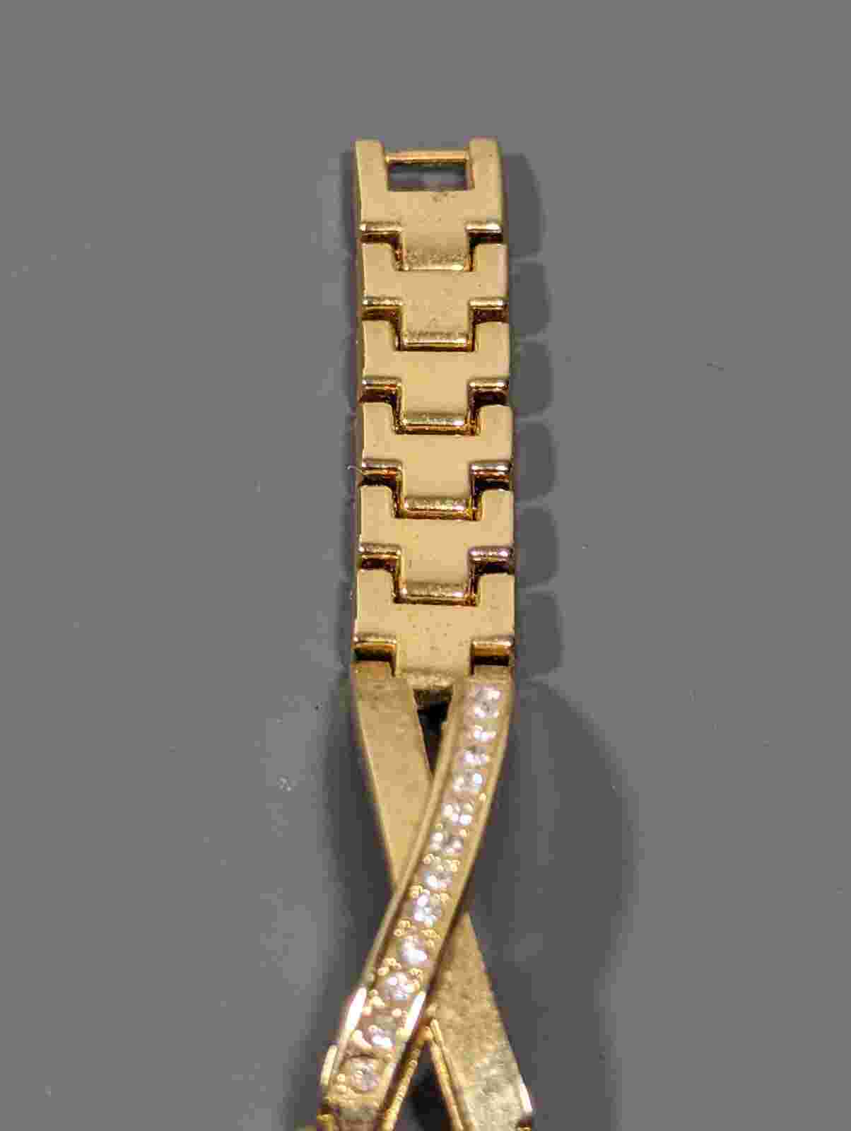 Studio MOP Dial Gold Tone Crystal Accent Bracelet Band Watch 7 Inch