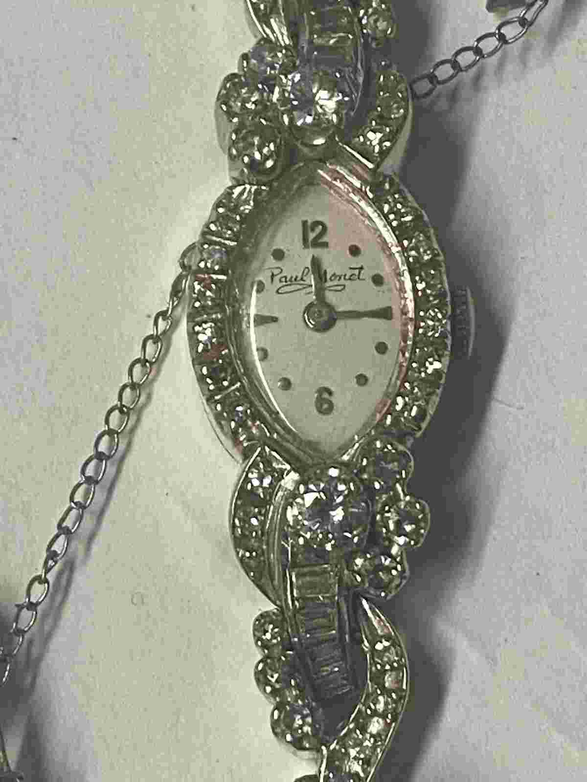 14k Gold Paul Monet Ladies Diamond Vintage Watch