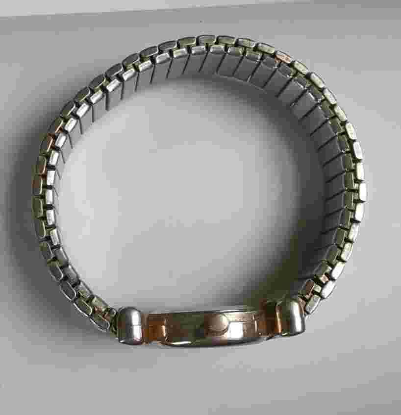 Avanti Ladies Quartz Watch-Silvertone, Black Face, Gold Hands