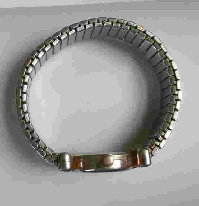 Avanti Ladies Quartz Watch-Silvertone, Black Face, Gold Hands