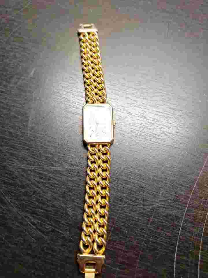 Pierre Nicol Women’s Watch Gold Tone Double Chain Band MOP Dial- New Battery