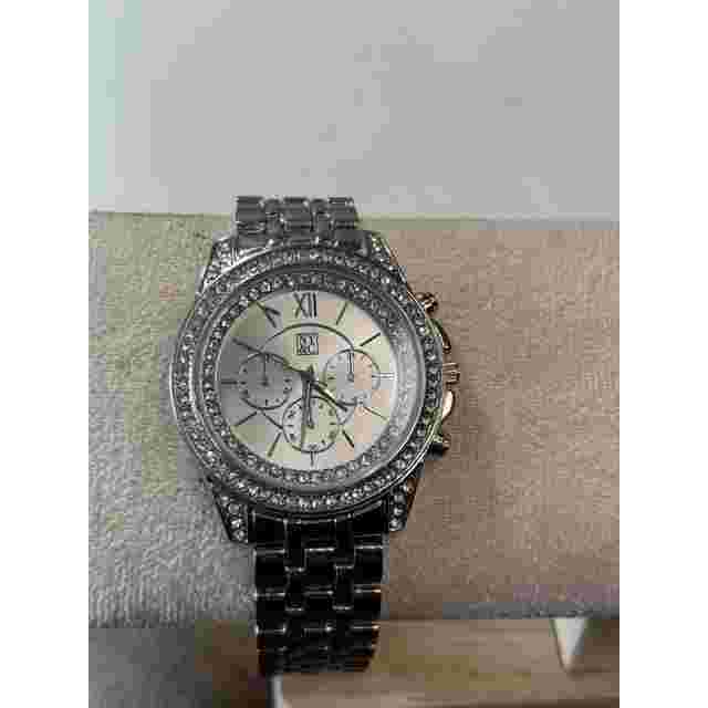 Women's NY&C Chronograph Watch Silver-Tone Stainless Steel Crystal-Accented Beze