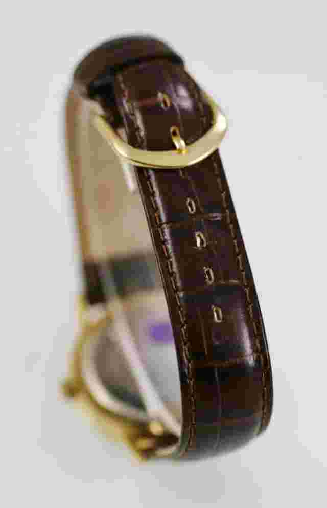 America Perry Ellis Watch Mens Stainless Silver Gold Brown Leather White Quartz