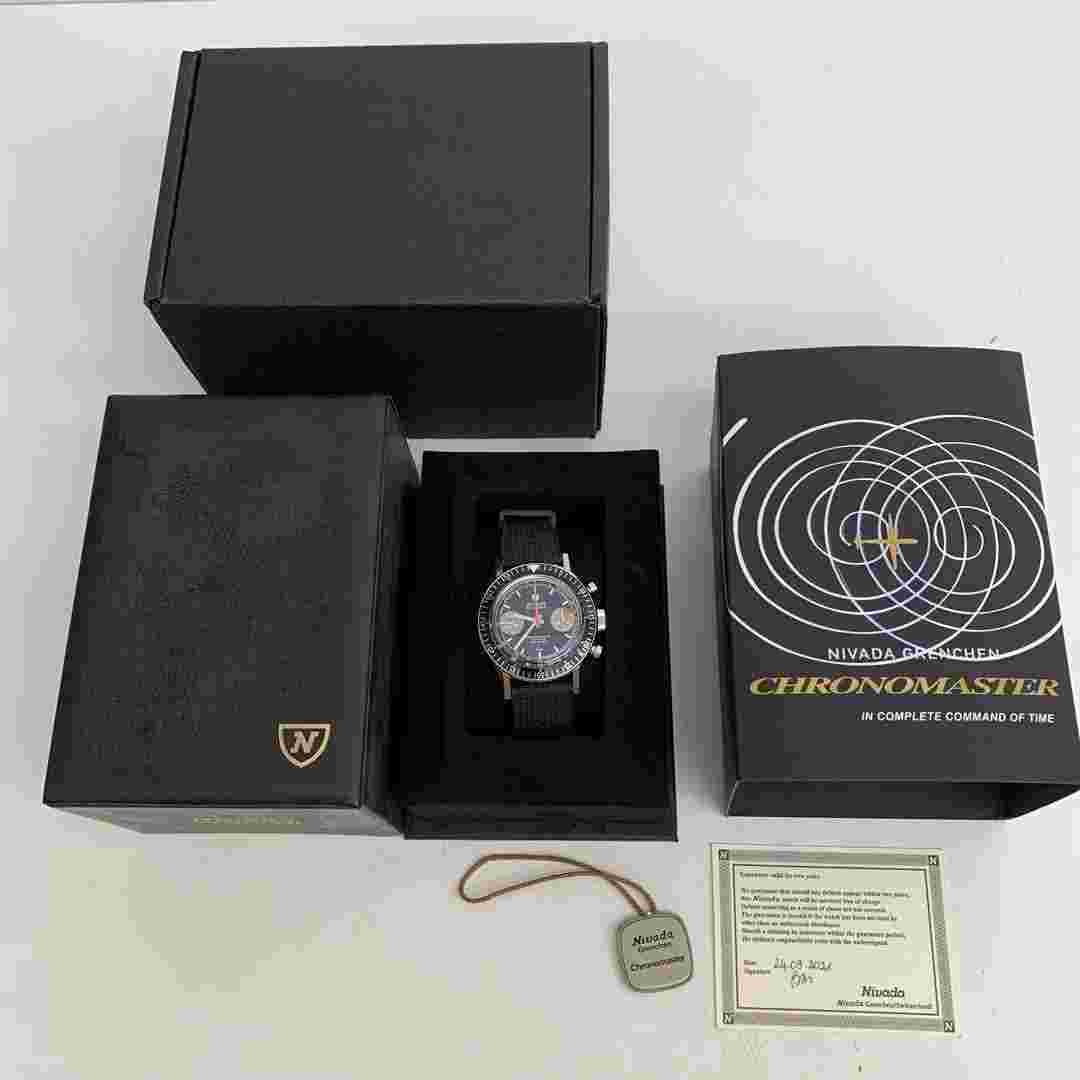 Nivada Grenchen Chronomaster Aviator Sea Diver Orange Boy Manual 38mm BK #ME02