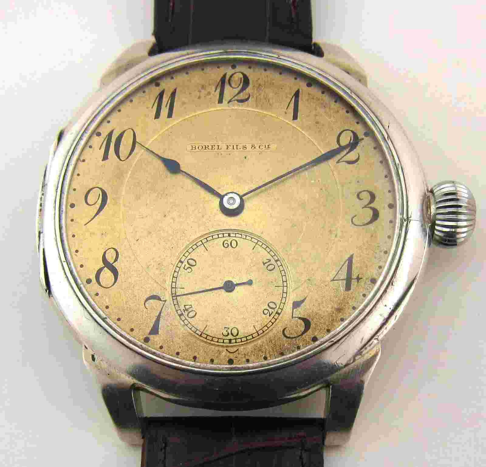 Vintage Swiss wristwatch BOREL FILS & Cie, high quality mechanism, case 50 mm.