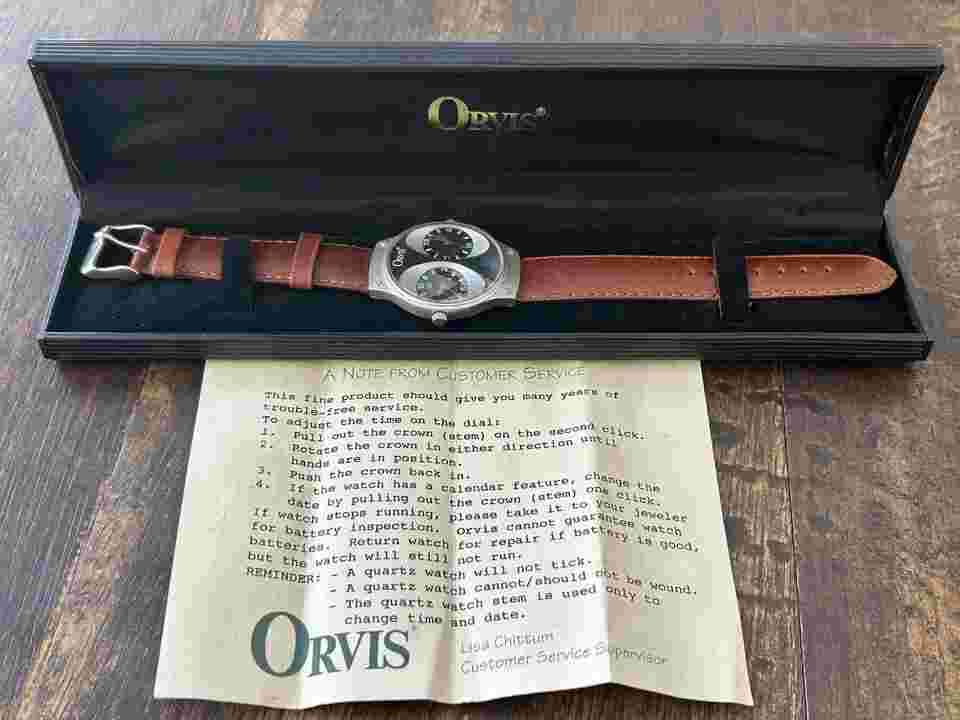 NOS Orvis Men’s Watch With Leather Strap
