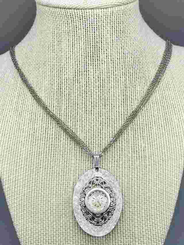 Andre Bouchard 17 Jewels Wind Up Necklace Multi Chain Strands Pendant Watch