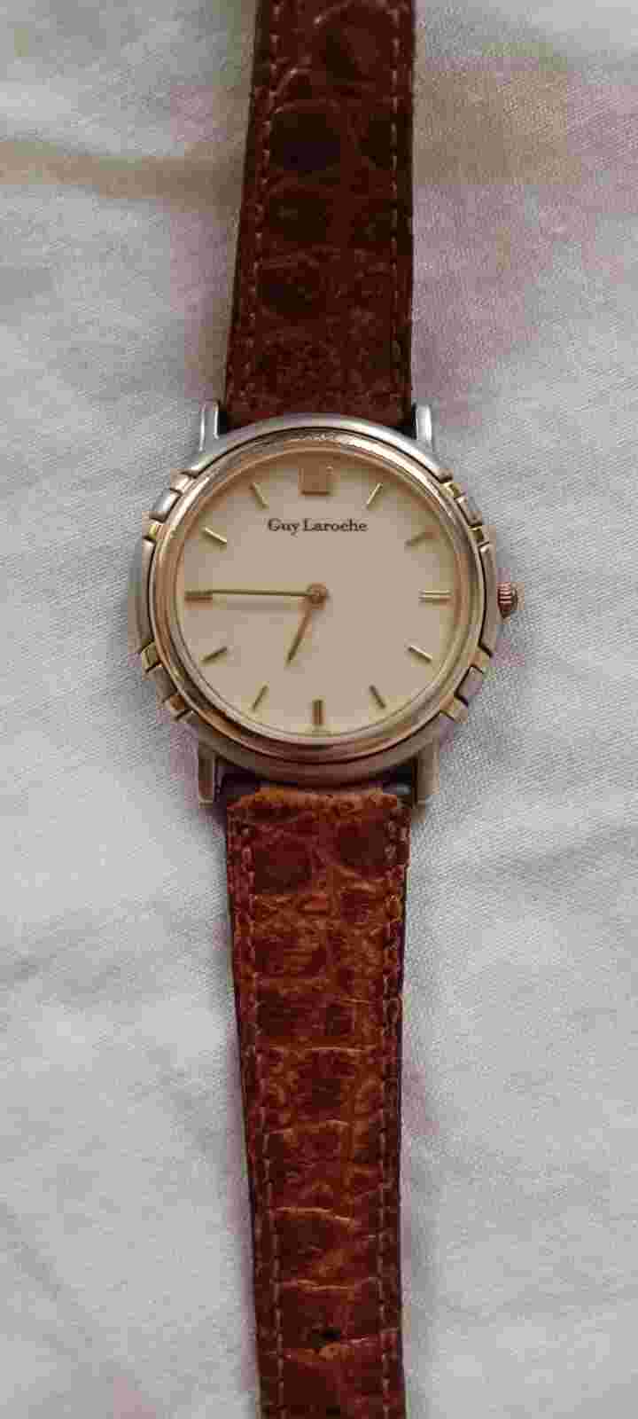 GUY LAROCHE WATCH UNISEX ADULTS Stainless Steel Water Resistant Leather Band