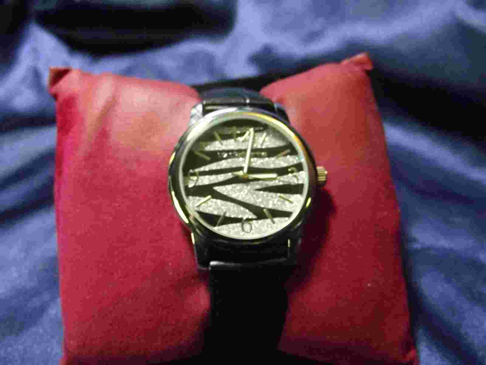 Woman's Liz Claiborne Watch with Black Leather Band **Beautiful **B53-807