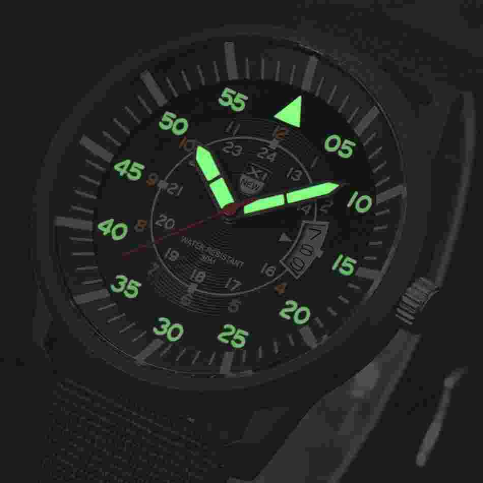 XINEW Men Black Dial Date Military Watch Sport Military Quartz Wrist Watch