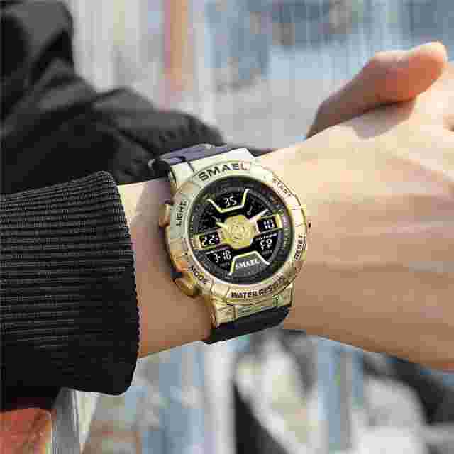 SMAEL Men LED Watches Sports Wristwatch Digital Alarm Display Student Stopwatch