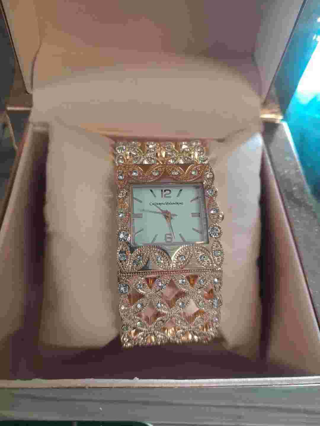 Catherine Malandrino Lattice Weave Hinged Cuff Watch