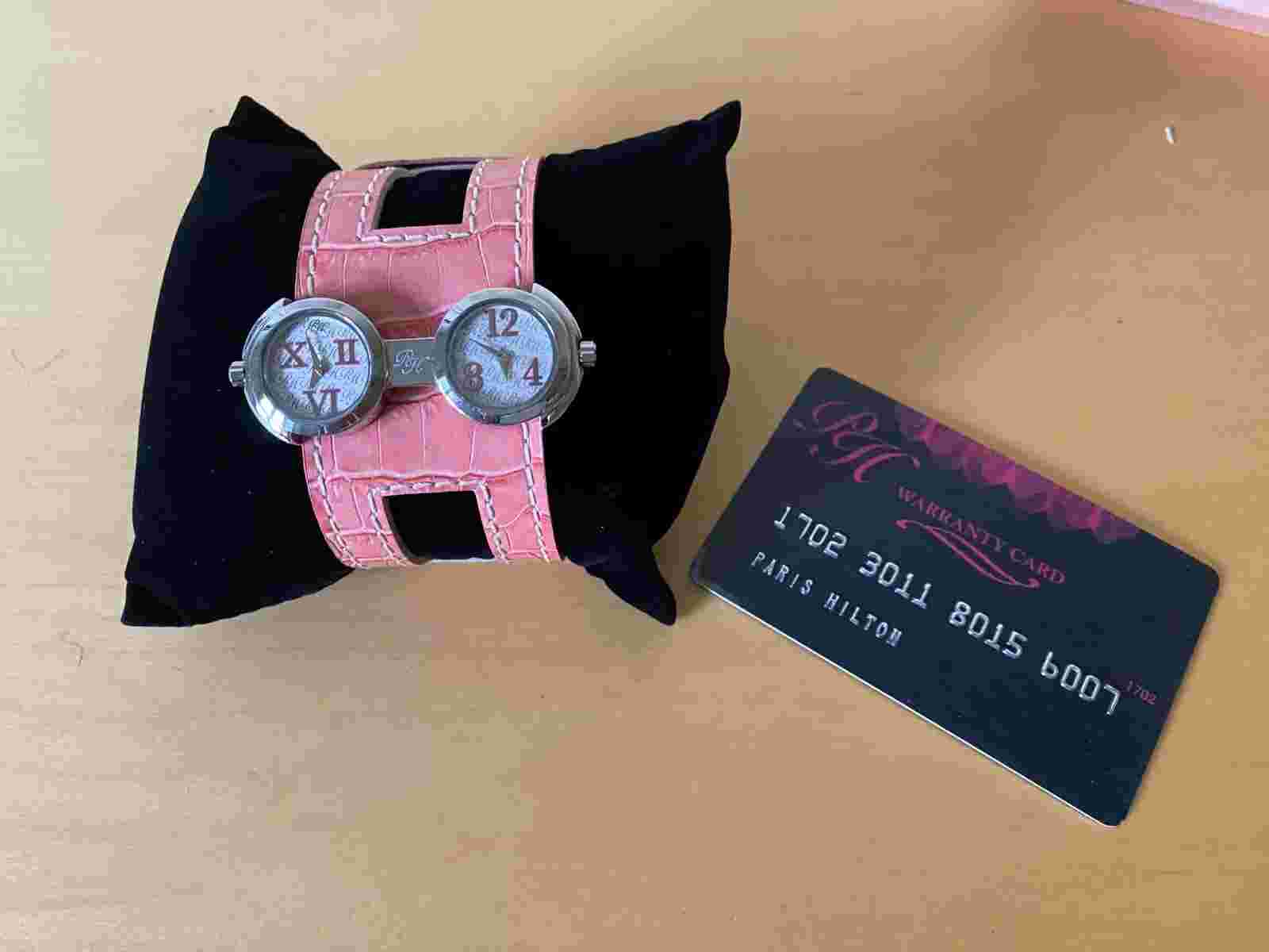 New - Paris Hilton Watch - Dual Time - Quartz - Steel - Pink Strap