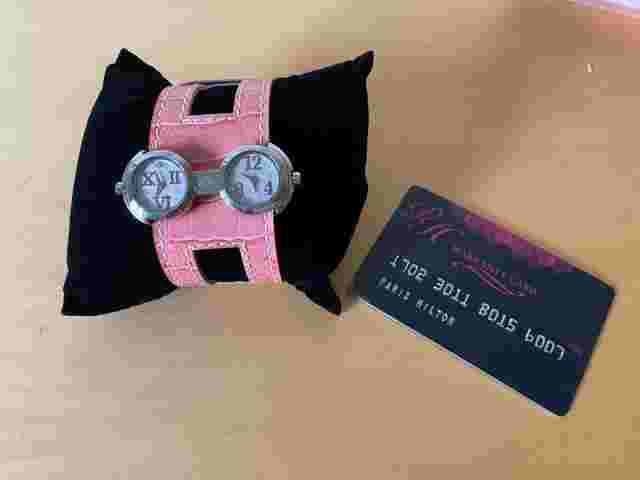 New - Paris Hilton Watch - Dual Time - Quartz - Steel - Pink Strap