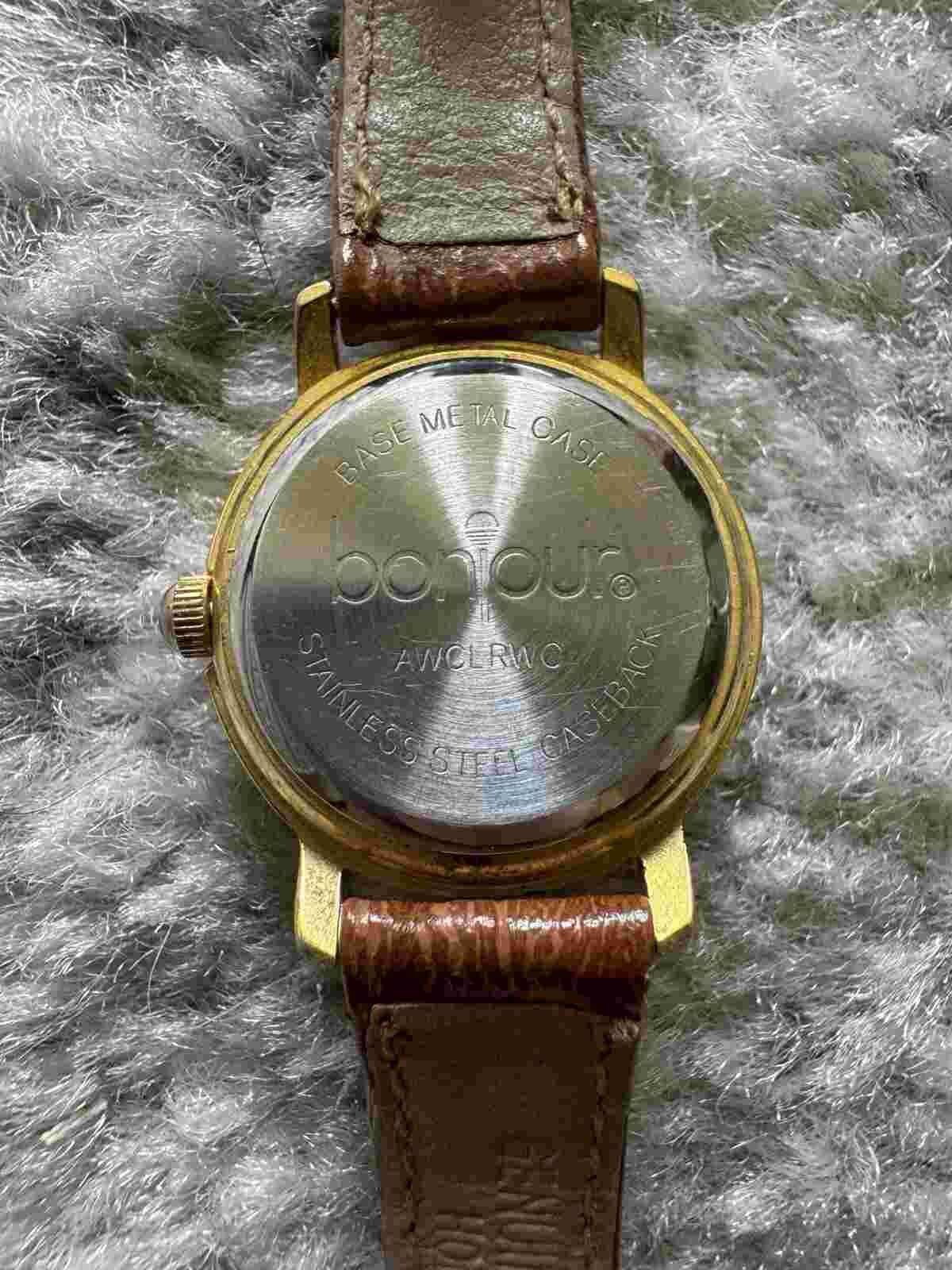 Vintage 90s Bonjour Watch Mother Of Pearl Face
