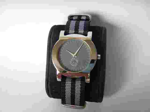 Solid Steel Watch Anthracite Dial Curved Case Small Second Hand