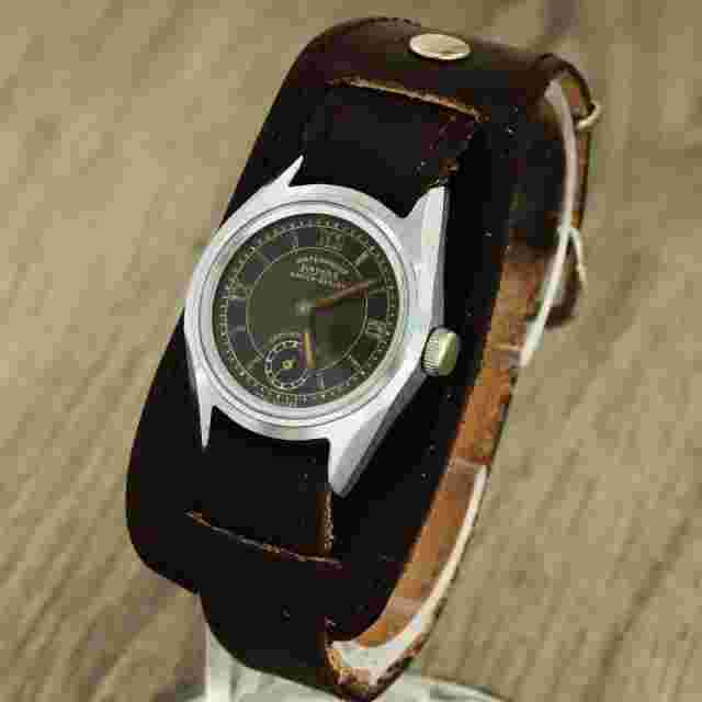 Damas shock-resist Swiss made mechanical military 1950s wristwatch black dial