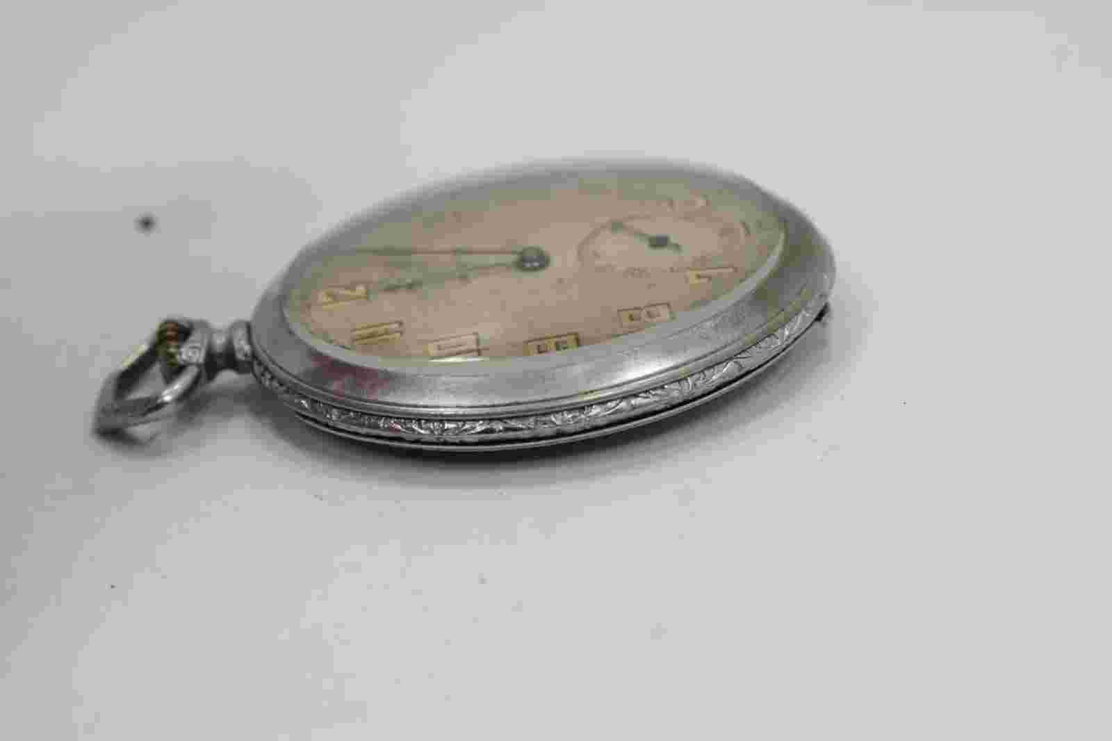 Vintage Vogt Suisse Open Face 50mm Pocket Watch Silver Tone Serviced
