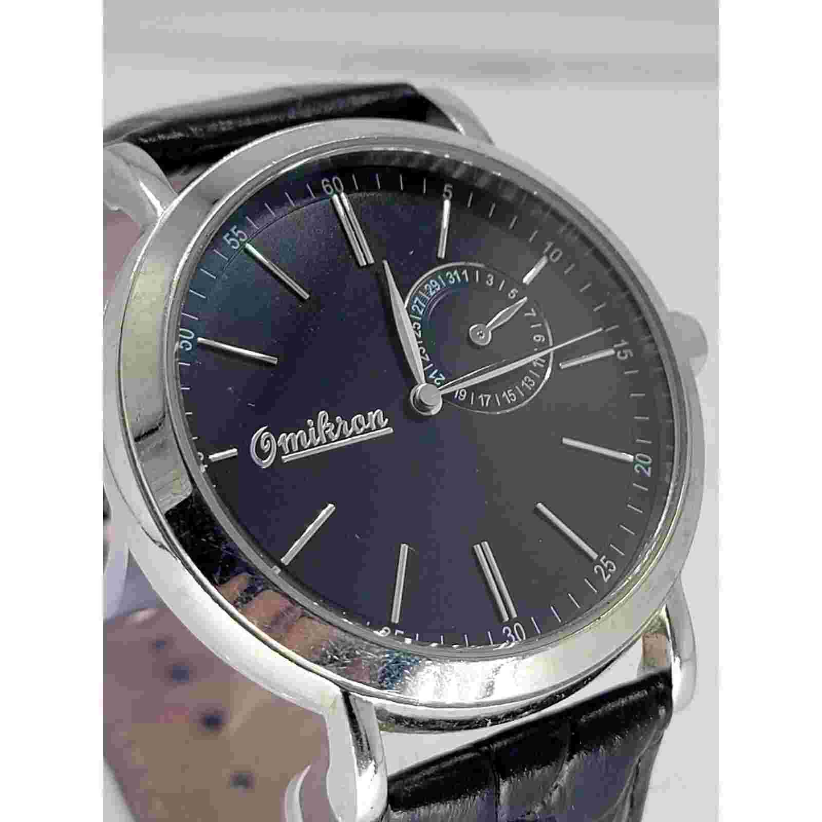 Elegant Omikron Men's Analog Watch - Black Dial, Date Display, Stainless Steel