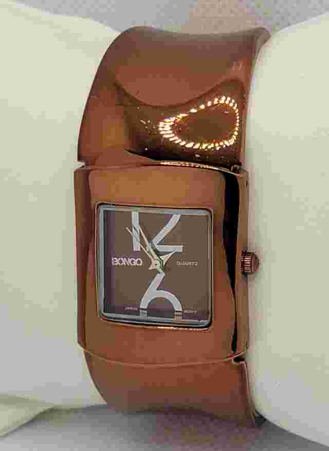 Ladies Bongo Beautiful Chocolate Brown Tone Cuff Bracelet Analog Watch L5