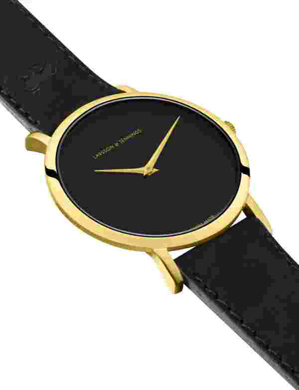 NEW! JETTE LUGANO LEATHER 40MM GOLD BLACK