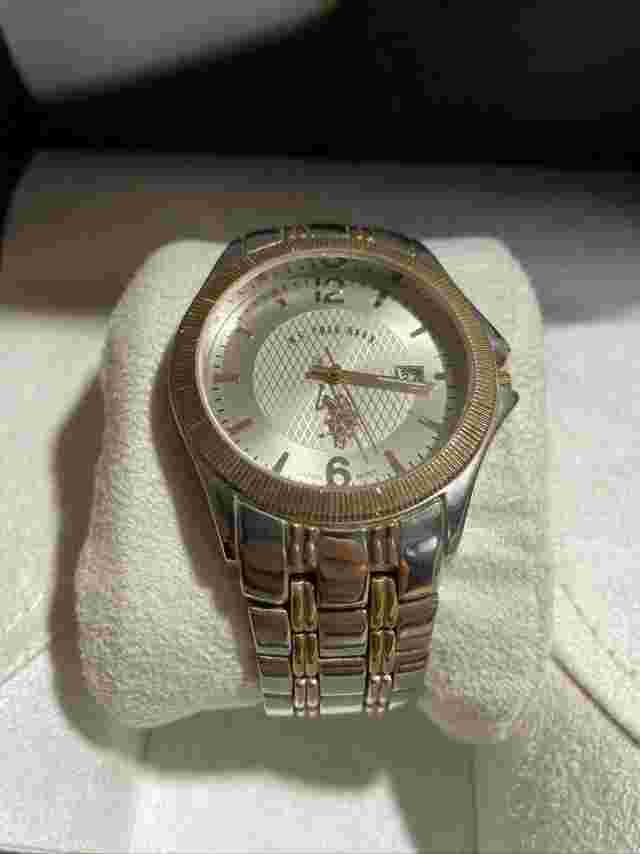 U.S. Polo Assn. Adult Male Two-Tone Silver and Gold Bracelet Watch