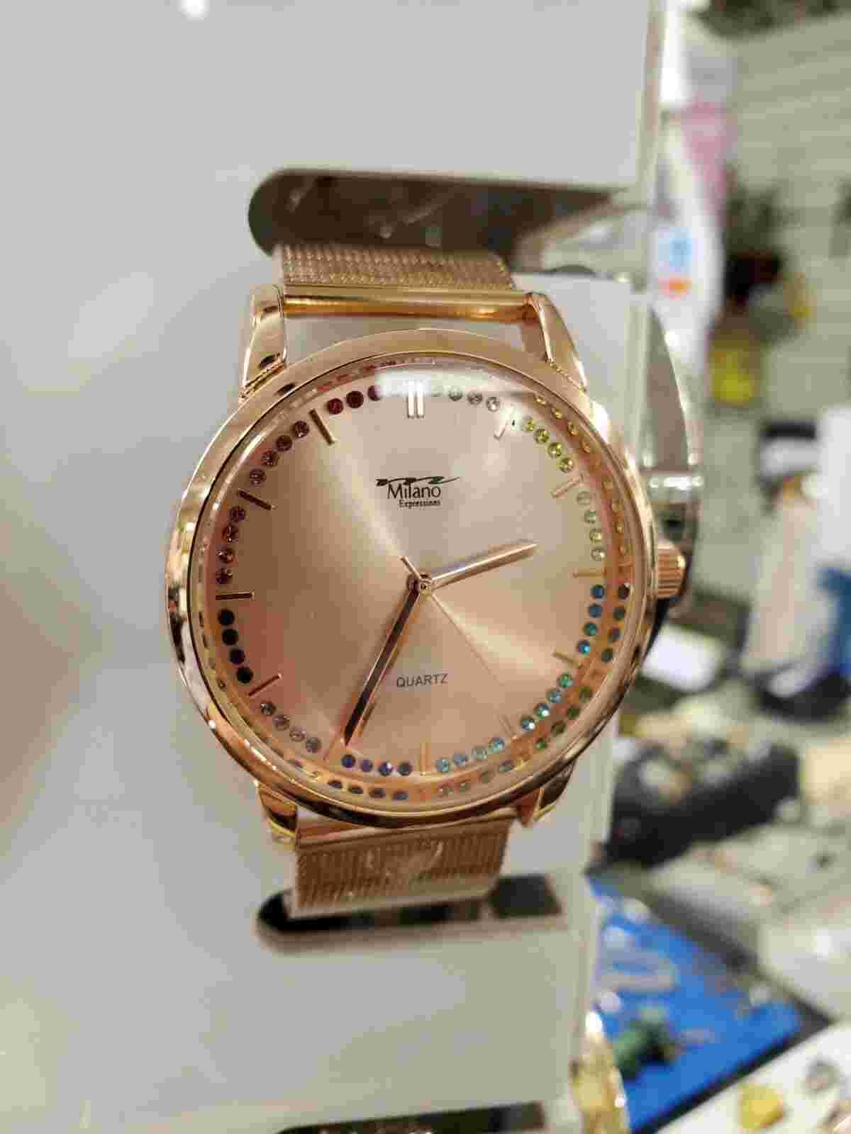 Watch MC with stones, rose gold tone