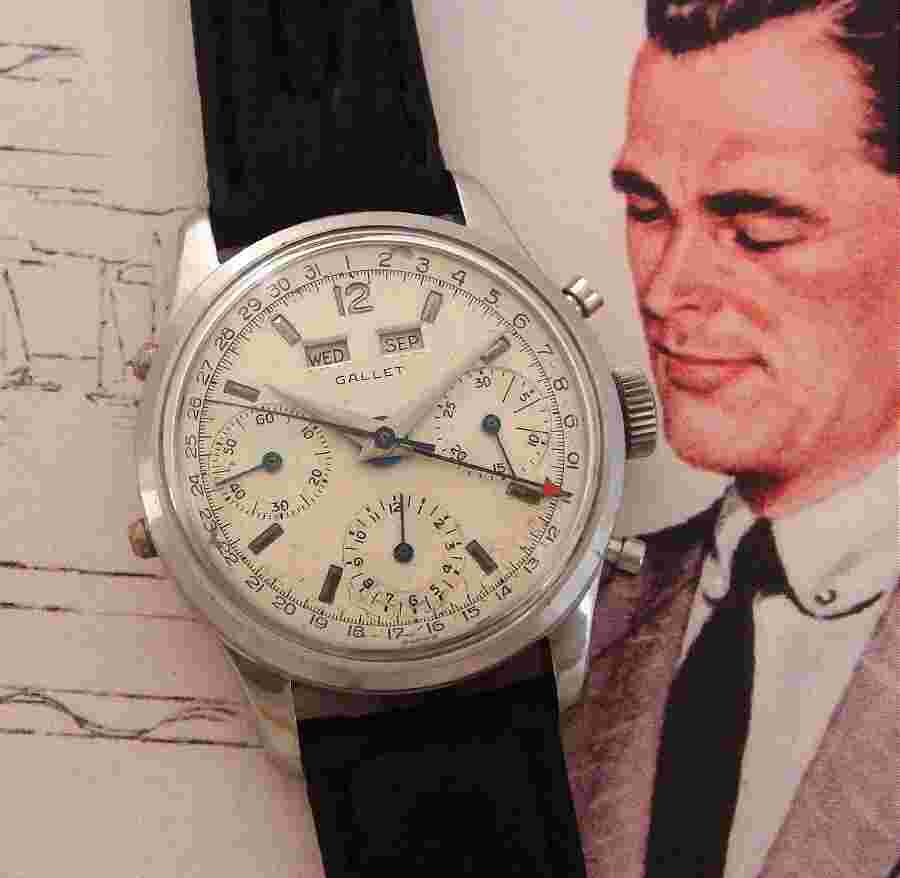 Men's Triple-Date/Register Gallet Multichron 998 Chronograph Watch -SERVICED
